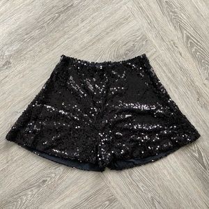 ✨SOLD✨Black Sequin Flare Shorts